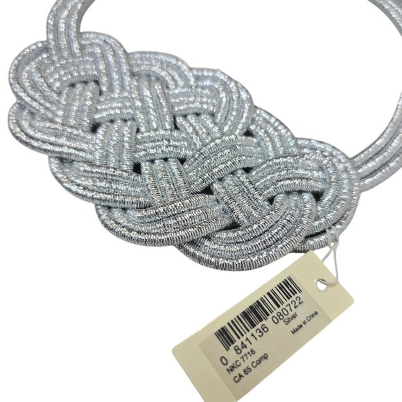Amrita Singh Silver Bib Necklace Statement Braided Rope Magnetic Clasp NWT - Picture 3 of 4